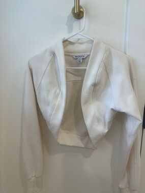 Athleta Cream Cropped Open-Front Jacket